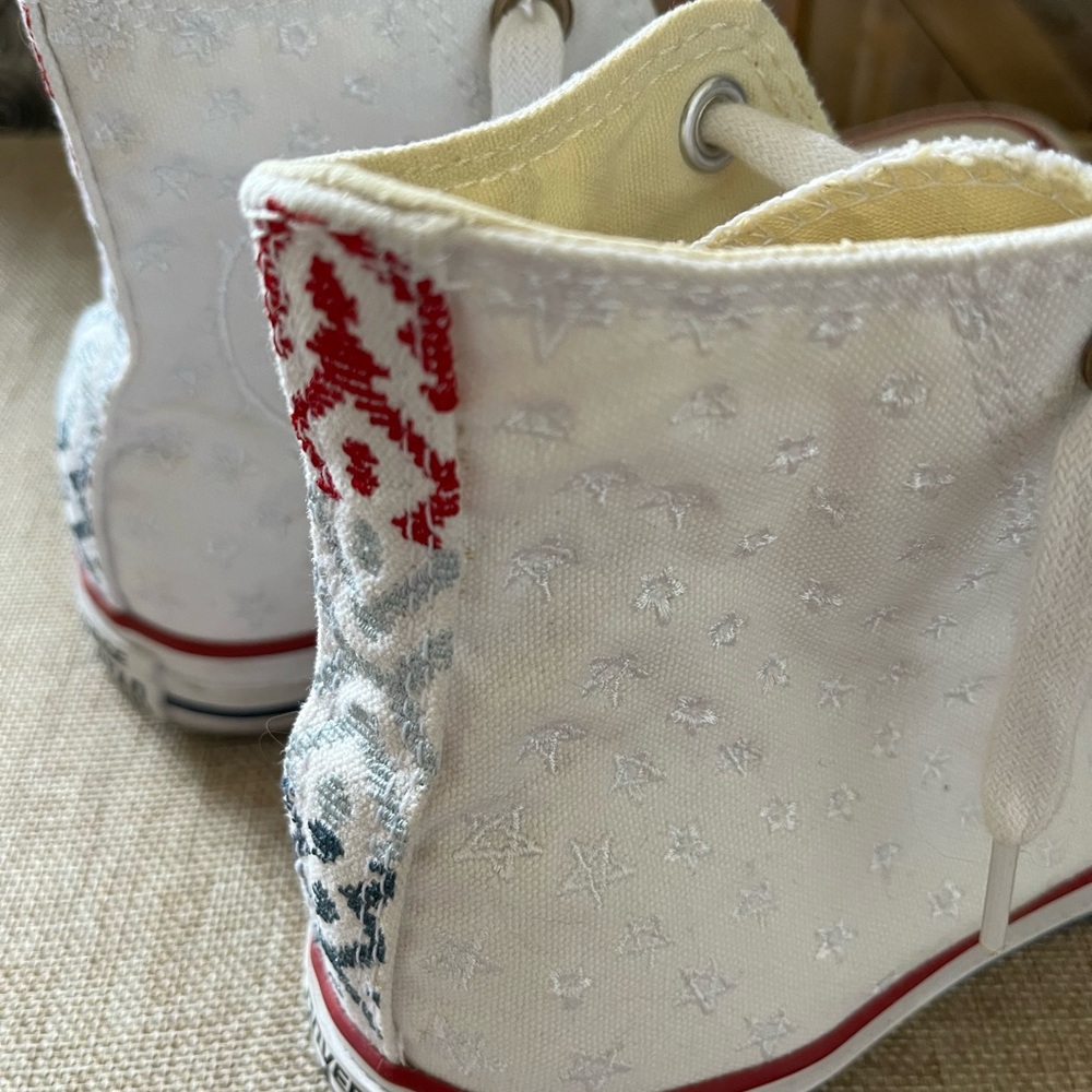 Converse White High-Top Sneakers with Red Accents - Picture 5 of 8